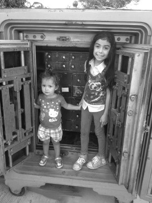2 Girls in Doorway of Vault 